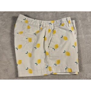 Old Navy Everyday Short Womens 0 White Yellow Lemon Print Cotton Twill SP18 M05